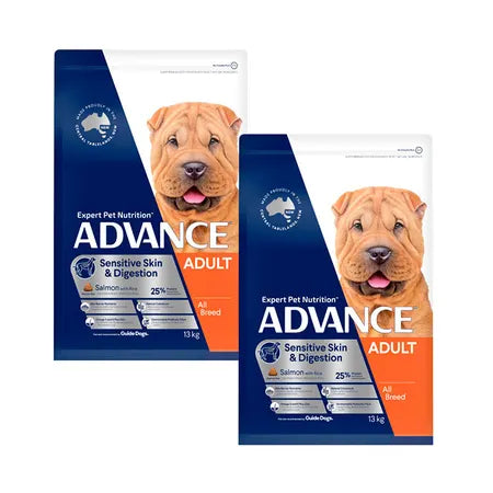 Advance Adult Sensitive Skin & Digestion Dry Dog Food Salmon 13kg x 2